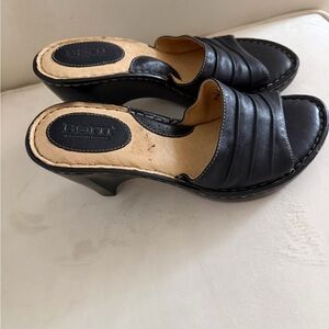 Born Black Leather Mules